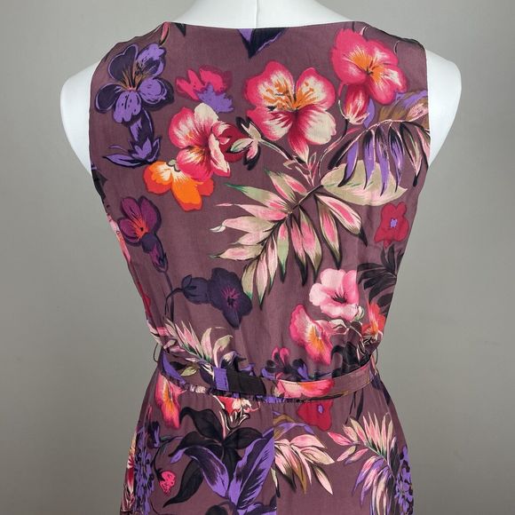 Vintage Whimsygoth 90s Maggie London Dress Size 4 Petites Silk Floral Belted - Picture 6 of 12